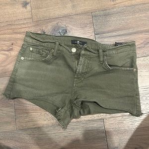 7 for all mankind cut off denim shorts in green size 26